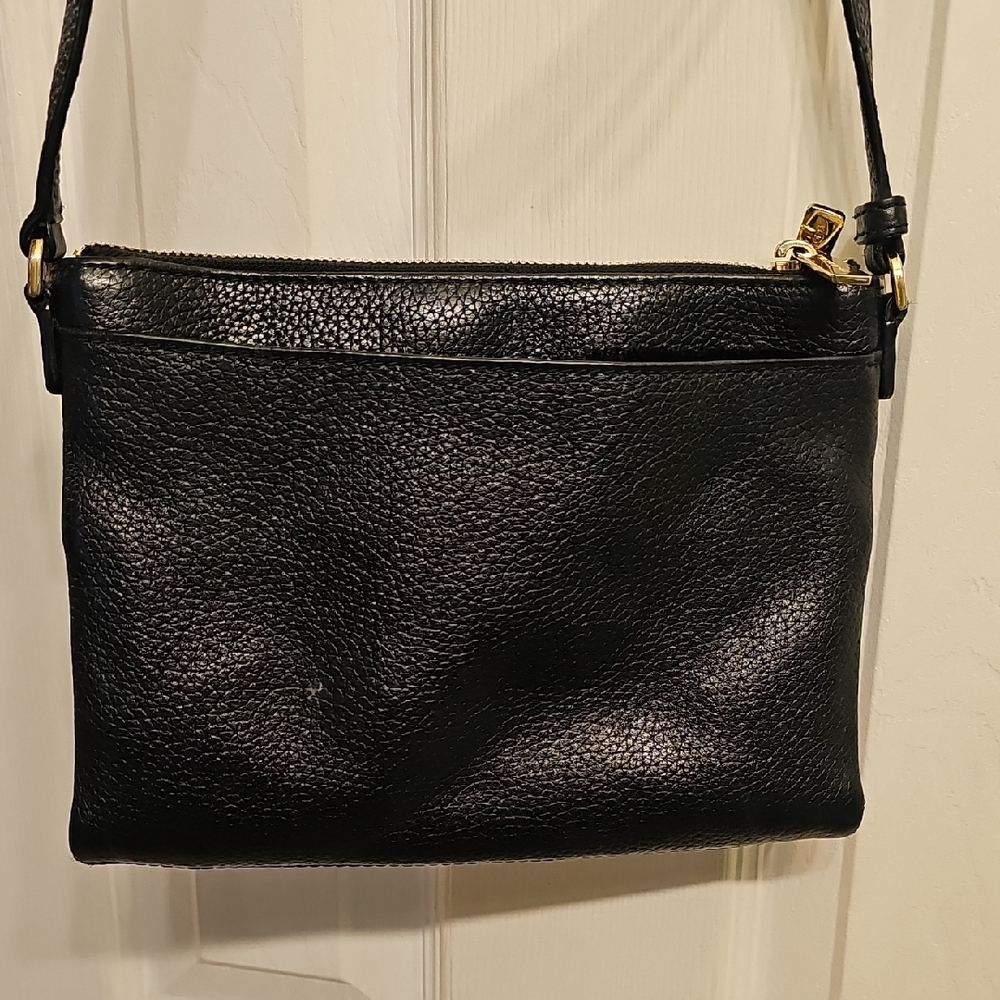 Michael Kors Black Leather Crossbody with Gold Logo - Picture 4 of 12